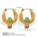color: EH268C Multicolor Rhinestone Gold Earrings