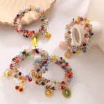 New Sweet Dopamine Color Crystal DIY Peach Pineapple Pendant Hair Ring Headdress Women