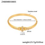 color: Z480-Gold White Zircon Bangle