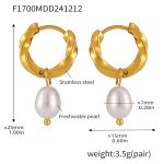 color: F1700-Gold Freshwater Pearl Earrings