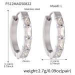 color: F512-Steel Color Zircon Earrings -L-14mm