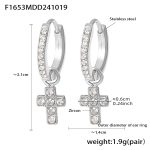 color: F1653-Steel Color Cross Set with Zircon Earrings