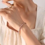 color: E333-Gold Pink Zircon Elastic Bracelet