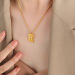 color: P1506-H Letter Gold Necklace -40+5cm
