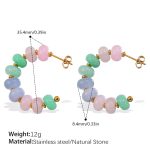 color: EH1104PGG Pink Green Natural Stone Earrings