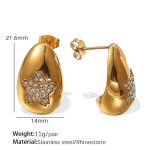color: EH723WEG White Rhinestone Gold Earrings