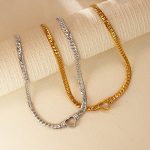 Exaggerated Personalized Cuban Link Chain Heart-Shaped Ring Necklace Stainless Steel 18K Gold Plated Light Luxury Jewelry