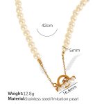 color: XL305 White Bead Gold Necklace