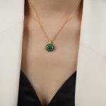 color: P1630-Malachite Necklace -40+5cm
