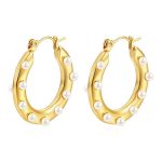 color: Round Set with Stone Earrings Gold MS-178