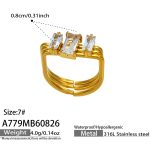 color: A779-White Cube Zircon Gold Ring / size: US 7