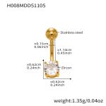 color: H008-Gold Post Length 11.4mm Post Thickness 1.55mm