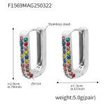 color: F1569-Steel Color Mixed Colors Zircon Earrings