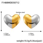 color: F1488-Two-tone Gold Heart Earrings