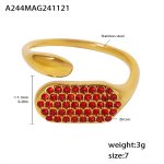 color: A244-Gold Red Zircon Ring / size: US 7