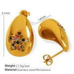 color: EH723 Multicolor Rhinestone Gold Earrings