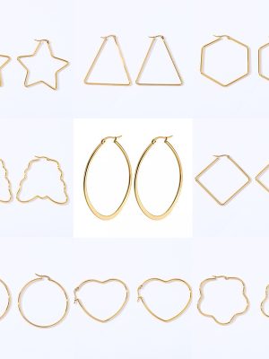 Geometric Exaggerated Stainless Steel Earrings Golden Buckle Five-Pointed Star Shaped Earrings Earrings