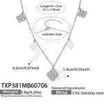 color: TXP381-Four-petal Flower Zircon Steel Color Necklace -41+5cm
