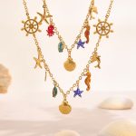 Ocean Vacation Dripping Starfish Shell Seahorse Clavicle Necklace More than Stainless Steel Pendant Accessories