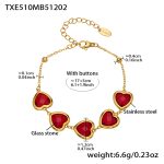 color: TXE510-Red Color Faceted Stone Gold Bracelet 16.5+5cm