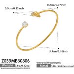 color: Z039-Screw Conch Zircon Gold Open Bangle
