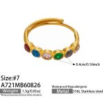 color: A721-Colorful Zircon Gold Ring / size: US 7