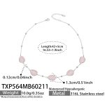 color: TXP564-Steel Color Pink Cat's Eye Stone Necklace