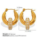 color: EH268W White Rhinestone Gold Earrings