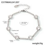color: E579-Steel Color Round Stone Zircon Bracelet
