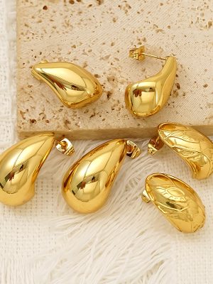 High-End Personalized Water Drop Stainless Steel Studs Women's Cold Light Luxury Decoration