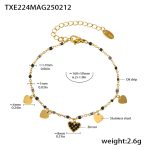 color: TXE224-Gold Heart Black Zircon Bracelet