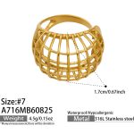 color: A716-Cutout Cube Gold Ring -Size 7