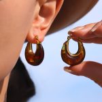 color: F998-Red Resin Gold Earrings