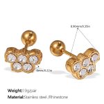 color: EH997WEG White Rhinestone Gold Stud Earrings