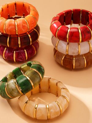 French Light Luxury Candy Color Resin Elastic String Bracelet Advanced Bracelet Female Boutique