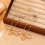 Petal-Shaped Stainless Steel Knotted Earrings Women's 18K Advanced All-Match Earrings