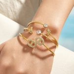 Light Luxury Japanese-Shaped Inlaid Zircon Stainless Steel 18K Gold Plating Female Accessories Bracelet