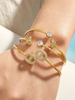 Light Luxury Japanese-Shaped Inlaid Zircon Stainless Steel 18K Gold Plating Female Accessories Bracelet