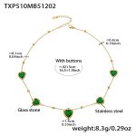 color: TXP510-Green Color Faceted Stone Gold Necklace 42+5cm