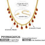 color: P959-Red Color Zircon Gold Necklace 38.5+5cm