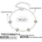 color: TXE025-White Zircon Steel Color Bracelet -17+5cm