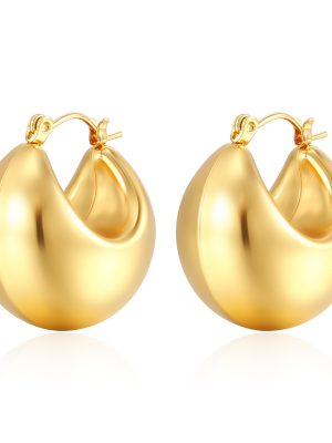 INS round Stainless Steel Hollow Earrings Fat Toot Irregular Ball Ear Clip Personality Ornament