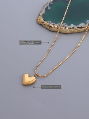 Simple Temperament Heart Love Heart Necklace Female Necklace Stainless Steel Plated 18K Gold Accessories Female Cold