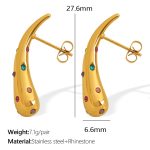 color: EH794 Multicolor Rhinestone Gold Earrings