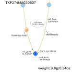 color: TXP274-Mixed Color Blue Cube Gold Necklace 81+5cm