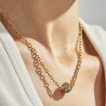 Sphere Color Zircon Stainless Steel 18K Gold Plating Minimalist Geometric Light Luxury Bracelet and Necklace Set