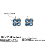 color: TXF225-Blue Color Zircon Steel Color Earrings