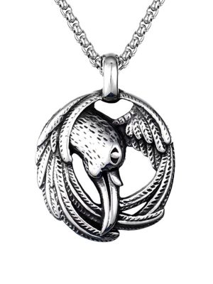 Ornament Vintage Animal Food Supplement Bird Eagle Stainless Steel Pendant Men's Necklace
