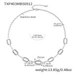 color: TXP403-Steel Color Rectangle Zircon Necklace 40+5cm
