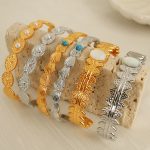 Bracelet C Word Opening Bracelet Shell Design Leaves White Pearl Bracelet Simple